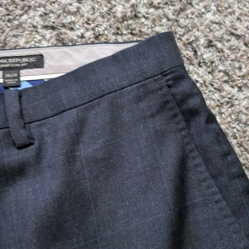 Banana Republic Modern Slim Fit Dress Pants Mens‎ 38x34 Blue Wool - Grid Pattern